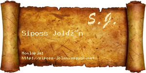 Siposs Jolán névjegykártya
